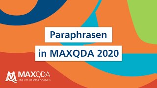 Paraphrasen in MAXQDA 2020 [upl. by Nnaerb]