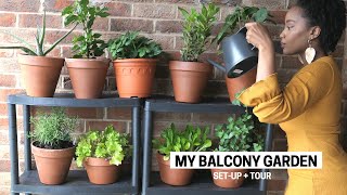 My Apartment Balcony Vegetable Garden  Container Gardening Beginner Tips SetUp amp Tour [upl. by Ruddie719]