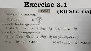 RD Sharma Solutions for Class 9 Maths Chapter 3 Rationalisation Ex 31 Q1 to Q4 [upl. by Ettenor]