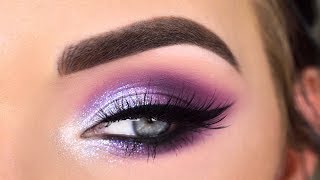 Huda Beauty Mercury Retrograde Palette  Purple Glitter Eye Makeup Tutorial [upl. by Angelita]