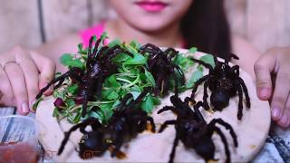 ASMR eating SPIDER challenge EXOTIC FOOD eating sound LINH ASMR [upl. by Ellah650]