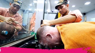 The ULTIMATE Indian HAIRCUT EXPERIENCE 50 in Kozhikode  Full Shave amp Massage  Kerala India [upl. by Aral873]