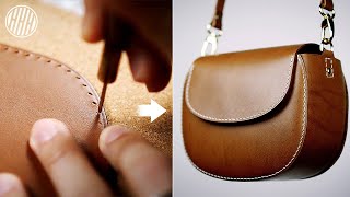 DIY Handmade Leather Bag  Leather Crafting [upl. by Salokkin2]