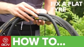 How To Fix A Flat Tyre  Fix A Road Bike Puncture [upl. by Wiltz]