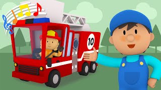 10 Little Fire Trucks  Carls Car Wash Kids Song [upl. by Aibos726]