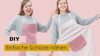 Einfache Schürze nähen  DIY Geschenk [upl. by Linnet]