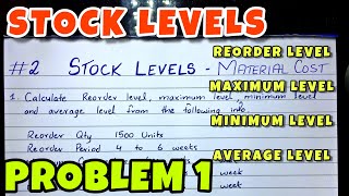 2 Stock Levels  Reorder Minimum Maximum Average  Problem 1  BCOM  CA INTER By Saheb Academy [upl. by Saint]