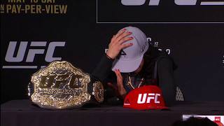 Helwani makes Joanna Jedrzejczyk cry and storm out of UFC postfight press conference [upl. by Esiouqrut]