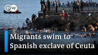 Record number of migrants reach Spanish exclave of Ceuta  DW News [upl. by Adelia]