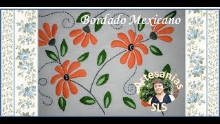 Bordado Mexicano paso a paso ♥ PRINCIPIANTES ♥ Flores anaranjadas ♥ [upl. by Leerzej]