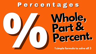 Percentage Problems Finding the Whole Part amp Percent [upl. by Attesor]