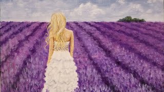 Woman in Lavender Field Acrylic Painting LIVE Tutorial [upl. by Summers]