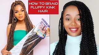 How to braid FLUFFY KINKY HAIR stepbystep Beginners friendly [upl. by Hynes]