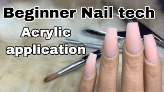 Beginner Nail Tech Tutorial  How To Acrylic Application [upl. by Greysun]