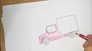 Kako nacrtati Kamion  How to draw a cartoon Truck [upl. by Bambie]