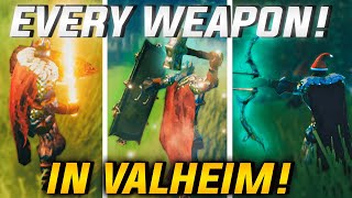 Valheim  EVERY Weapon amp How To Get Them  Weapon Showcase Fire SwordKnight Shield [upl. by Yrohcaz]