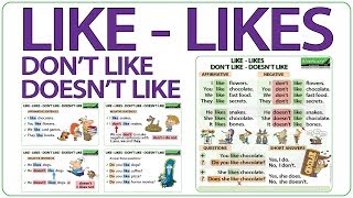 Like Likes Don’t like Doesn’t like  Present Simple Tense in English [upl. by Nyleaj466]