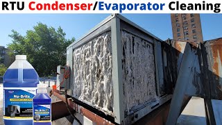 HVAC How To Clean A Commercial Air Conditioner CondenserEvaporator Coil Cleaning Acid Wash RTU [upl. by Forrester]