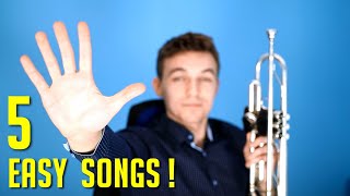 5 EASY Songs on TRUMPET  For Beginners [upl. by Bernt]