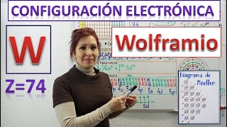 CONFIGURACIÓN ELECTRÓNICA WOLFRAMIO Z74⚛DIAGRAMA DE ORBITALES ⚛DIBUJO DEL ÁTOMO DE WOLFRAMIO [upl. by Atsok175]