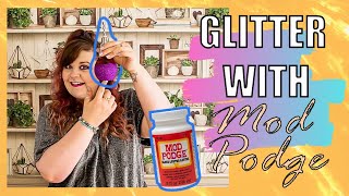 MIXING GLITTER WITH MOD PODGE  How to easily glitter a glass bottle [upl. by Ladonna]