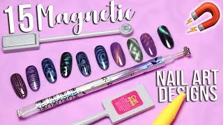 15 Magnetic Nail Art Designs [upl. by Shapiro]