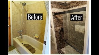 TUB TO SHOWER TRANSFORMATION [upl. by Dnartreb443]