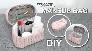 DIY Travel Makeup Bag  Useful Zipper Pouch Tutorial sewingtimes [upl. by Talanian]