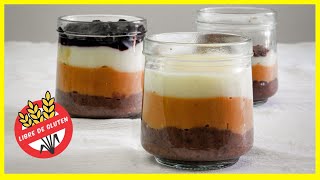 POSTRE FÁCIL y rápido SIN HORNO y SIN GLUTEN 1 preparación para 3 sabores [upl. by Ileray]