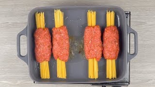 Wrap The Spaghetti In Ground Beef amp Throw It In The Oven For 30 Minutes [upl. by Almeda]