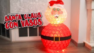 Muñeco de nieve con vasos de plástico  Manualidades fáciles para Navidad [upl. by Olivie]