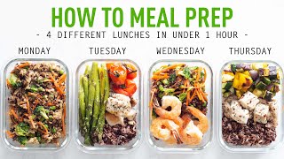 How To Meal Prep 4 Different Lunches In Under 1 Hour [upl. by Atekin956]