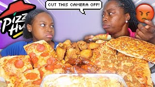 DISRESPECTFUL MUKPRANK ON MY MOM FT PIZZA HUT MUKBANG SHE HIT ME [upl. by Leuqram28]