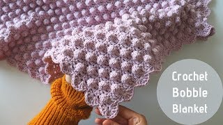 Crochet Bobble Stitch Blanket  Beginner Friendly Tutorial [upl. by Alema]