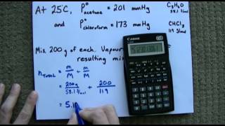 Raoults Law  Example Vapour Pressure of Mixture [upl. by Aneeled195]